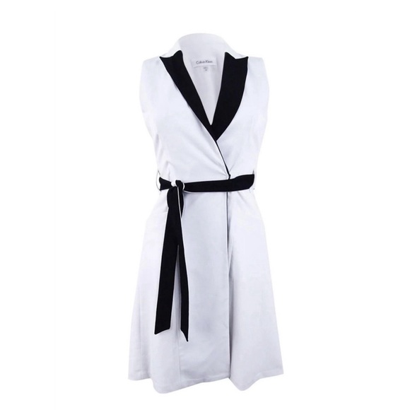Calvin Klein Women's Belted Wrap Colorblocked Dress - Picture 1 of 10